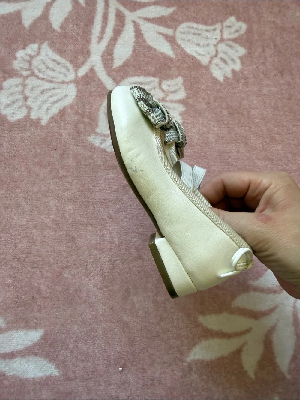 Stuart Weitzman Baby Girl/ Toddler White Rhinestone Bow Dress Shoes